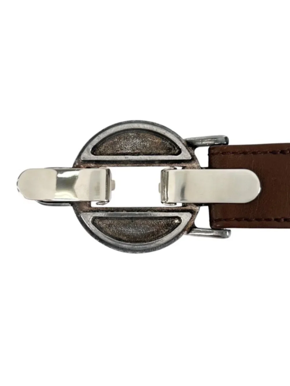 Chanel Belt Logo Circle Buckle Brown Front